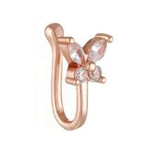 Khuyên mũi hình chữ U không cần xỏ lỗ bằng đồng zirconia dành cho nữ, thiết kế hình bướm phổ biến theo phong cách Châu Âu và Mỹ. - Khuyên mũi hình chữ U đính đá zircon, chất liệu đồng, dành cho nữ. - Xem 3