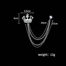 1 chiếc ghim cài áo nam, ghim cài áo hình vương miện đính đá, ghim cài ve áo màu vàng, phụ kiện độc đáo mang phong cách học thuật. - Vàng - Xem 3