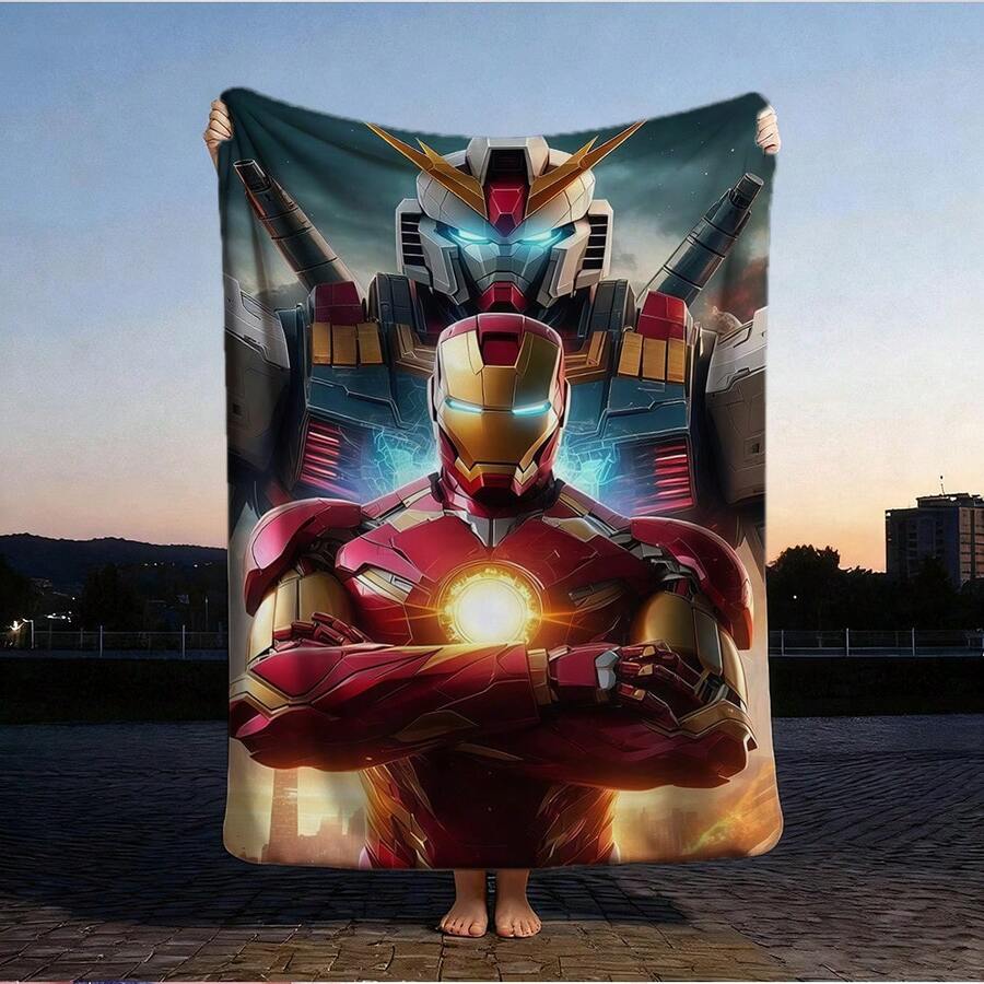 1pc Retro Cartoon Style Throw Blanket,Spider-Man Print Blanket,Cartoon Character Printed Blanket,All-Season Universal Nap Blanket,Character Home Decor Blanket,Modern Fashion Gift Suitable For Home Bedroom Bed Sofa Office Lunch Break Cover Picnic Blanket - 彩色 - 查看 1