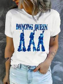Camiseta con Estampado de Dancing Queens - Diseño Icónico de Letras de Canciones y Música, Camiseta de Manga Corta con Cuello Redondo y Estampado de Dance Queen, Estilo Casual, Largo Regular, Adecuada para Todas las Temporadas, Camiseta Gráfica para Hombre y Mujer |   Camiseta Casual de Verano | Camiseta unisex, clásica con diseño gráfico, perfecta para uso diario, vacaciones y salidas de verano. Suave, ligero y cómodo para el confort diario. Diseño casual y elegante, ideal para hombres y mujeres, camiseta de cuello redondo, top para gimnasio, top para salir, ropa de trabajo, ropa de oficina, Pascua, temporada de vacaciones, temporada de graduación, Día de San Jorge S6ZJ - Negro - Ver 1