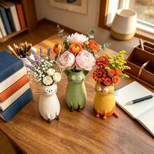 Creative Animal Vase Handmade Cat Vase Resin Vase Ornament Cute Quirky Cat Flower Pot Living Room Study Dining Room Bedroom Home Decor Desktop Entryway TV Cabinet Ornament Home Soft Decoration Creative Flower Holder Hydroponic Fresh Flower Dried Flower Container Birthday Gift Housewarming Gift B&B Cafe Decoration Modern Creative Home Decor Cute Cat Decoration Living Room Desktop Flower Pot Entryway Cabinet Ornament - Cat - View 2