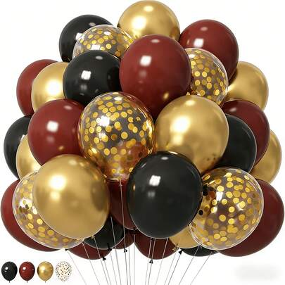 60pcs Burgundy, Gold, Black Balloon Set, High Strength Helium-Inflatable Party Decorations, Suitable For Weddings, Birthdays, Celebrations, Graduations, New Year, Retirement Parties, Indoor/Outdoor Events