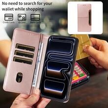 1pc Multi-Card Slot Wallet Phone Case, RFID Blocking, Magnetic Flip Cover, Faux Leather Material, Compatible With IPhone 17 Pro Max, Galaxy, Pixel, Soft Business Shock-Proof, Water-Resistant, Anti-Scratch - Rose Gold - View 3