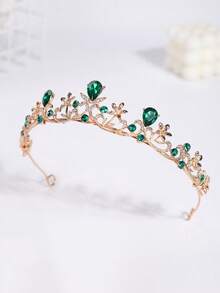 1 chiếc vương miện công chúa 3D thời trang nữ, đính đá lấp lánh sang trọng, phụ kiện tóc sinh nhật. - màu xanh lá - Xem 3
