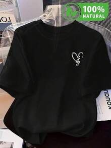 Camisetas Para Mujer AlgodónCamiseta Negra Unisex con Diseño de Corazón Musical Estilo Urbano – Ideal para Amantes de la Música en México, Moda Casual de Algodón Premium, Comodidad Total para Hombres y Mujeres, Perfecta para Regalos y Ocasiones Especiales, Inspiración Juvenil y Moderna mundial 2026 - Negro - Ver 1