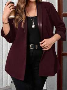 casual y versátil de encaje y parches para mujer de talla grande - Burdeos 2 - Ver 5