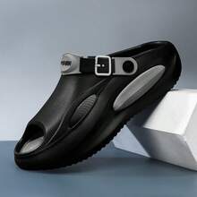 Men's Summer Sports Slip-On Sandals, Backless Slides, Beach Slippers, Breathable Sandals - Black and Gray - View 3