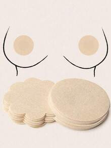 50pcs Nipple Pasties Disposable Nipple Covers For Women, Latex Free Satin Breast Petals - Apricot - View 3
