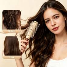 1pc Curling Hair Brush, Cartoon Styling Comb, Inward Curved Comb, Hair Styling Tool - Apricot - View 7