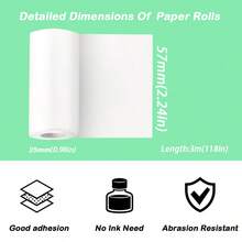 5/10 Rolls Mini Thermal Printer Sticker Paper, 57 X 25mm, Mini Pocket Printer Sticker Paper For Most Mini Portable Camera,Instant Camera Refill Mini Printer Paper For Photos,Sticky Notes,Printing Label - 57x25 Self-adhesive Thermal Paper - View 3