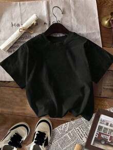 Women's Casual Summer T-Shirt, Short-Sleeved, Round Neck, With Shark Slogan Print, Made Of Pure Cotton. Women's T-Shirts, Women's Blouses, Casual Blouses For Ladies - 2 - 查看 2