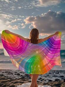 250g/m² Serviette de plage en microfibre super absorbante et séchage rapide, motif doré irisé, convient pour la plage, la piscine, le tapis de yoga, l'étole, les voyages d'été, le camping, la natation, le pique-nique - couleur - Voir 5