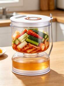 1pc Pickle Jar, Fermentation Container With Strainer And Flip Lid - Leak-Proof Seal For Pickling Cucumbers, Olives, Onions, Carrots - Reusable Kitchen Storage And Meal Prep, Food Container, Stylish Kitchenware - View 10
