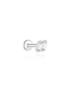 Khuyên tai đinh tán phẳng tối giản bằng bạc Sterling 925, kiểu dáng sang trọng dành cho nữ, thích hợp đeo hàng ngày, làm trang sức cưới, trang sức tinh tế. - Bạch kim - Xem 16