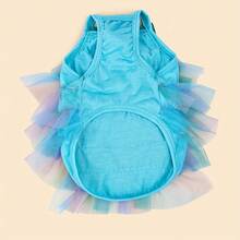 Pet Mesh Cake Skirt, Fashionable Clothes For Spring, Summer & Autumn, Colorful Mesh Pet Vest, Breathable - Blue - View 4
