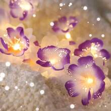 1pc Fiber Optic Flower LED String Lights, LED Flower Wreath Lights, Living Room Fairy Flower Lights, Party Decor For New Year Christmas, Artificial Flowers, Indoor Decor, Holiday Decoration, Battery Operated (Batteries Not Included) - Fiber Optic Flowers - View 11