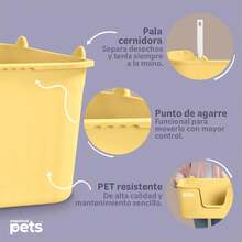 ESQUIMAL Cat Litter Box With Scoop, High Walls (Gray, Large) - Yellow - View 3