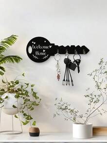 Halloween Boho Style Wooden Key Holder Wall Mount Hooks Space Saving Entryway Key Organizer Easy To Install Suitable For Home Office Living Room Kitchen Decor Rustic Vintage Design Storage Solution Functional Decorative Accessory Perfect Gift Idea - Multicolor - View 7