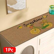 1pc Lemon Bicycle Pattern Printed Linen Kitchen Rug, Carpet, Mat, Bathroom Mat, Doormat, 3D Printed Rectangle, Suitable For Living Room, Bedroom, Hallway, Bathroom, Laundry Room - Polyester Carpet, For Indoor And Outdoor Home Decor - Multicolor - View 13