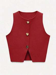 Nuevo top sin mangas de verano de estilo libre para mujeres, elegante y único de alta gama, romántico, de negocios casuales, para vacaciones, graduación o Día de la Independencia.El tamaño es pequeño, se sugiere pedir una talla talla grande grande. - Rojo - Ver 1