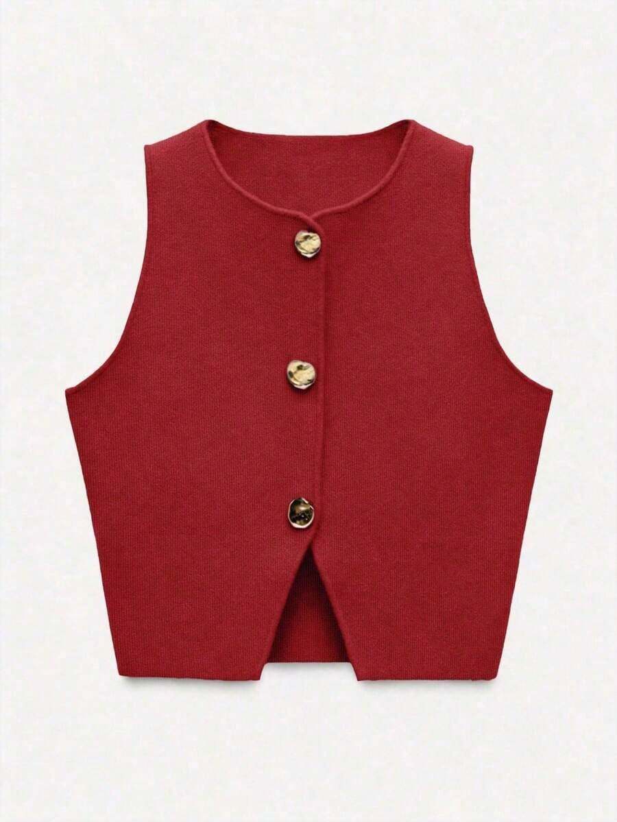 Nuevo top sin mangas de verano de estilo libre para mujeres, elegante y único de alta gama, romántico, de negocios casuales, para vacaciones, graduación o Día de la Independencia.El tamaño es pequeño, se sugiere pedir una talla talla grande grande. - Rojo - Ver 1