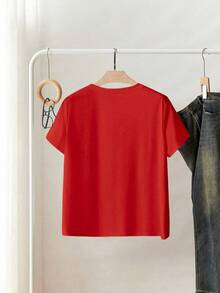 Women's T-Shirt Made Of 100% High-Quality Cotton. This T-Shirt Guarantees Exceptional Softness To The Touch, With A Round Neck, "Disney Minnie Mouse Flower" Print, And Short Sleeves. - 紅色 - 查看 3