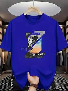 Fashionable Printed T-Shirt For Men 2026 - 藍色 - 查看 1