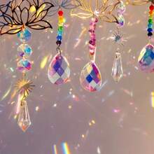 6pcs Lotus Sun Catcher Set, Colorful Crushed Crystal Decor, Suitable For Home Window Display, Wedding Decoration And Holiday Theme - Colorful Lotus Pebble Six-piece Set - View 8