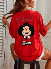 The Charismatic Mafalda With Her Distinctive Red Bow And Smile Symbolizes Curiosity, Intelligence, And Profound Social Commentary-An Icon That Inspires Reflection And Fun For Those Who Value Free Thinking. Women's T-Shirt, 100% Soft Cotton, Comfortable, Easy To Wash And Maintain For Everyday Wear. - White - View 6