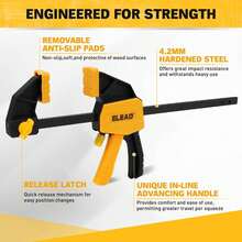 ELEAD 2pcs 6-Inch Mini F-Clamp, One-Handed Quick Release, 75lbs Load Capacity, Suitable For Woodworking, DIY, Crafts, Home Repair And Desktop Projects, Practical Tool Gift For Men, Woodworkers And DIY Enthusiasts - 2-pack 6" Mini Bar Clamps - View 5