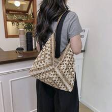 BAILEE 休閒穿孔 PU 女款托特包，拼色設計，大容量，適合穿搭與送禮 - 彩色 - 查看 7