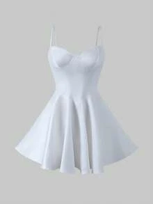 Váy mini dây mảnh thanh lịch, dễ thương, quyến rũ, phong cách casual, phù hợp đi hẹn hò và mặc hàng ngày, lãng mạn - trắng - Xem 7