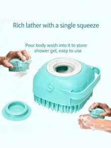 Bộ dụng cụ tắm cho thú cưng 2 món, gồm bàn chải gội đầu và bàn chải đánh răng, bàn chải tắm massage bằng silicon, găng tay massage tắm cho chó và mèo có ngăn chứa dầu gội, thích hợp làm dụng cụ chăm sóc lông cho chó và mèo. - Nhiều màu - Xem 5