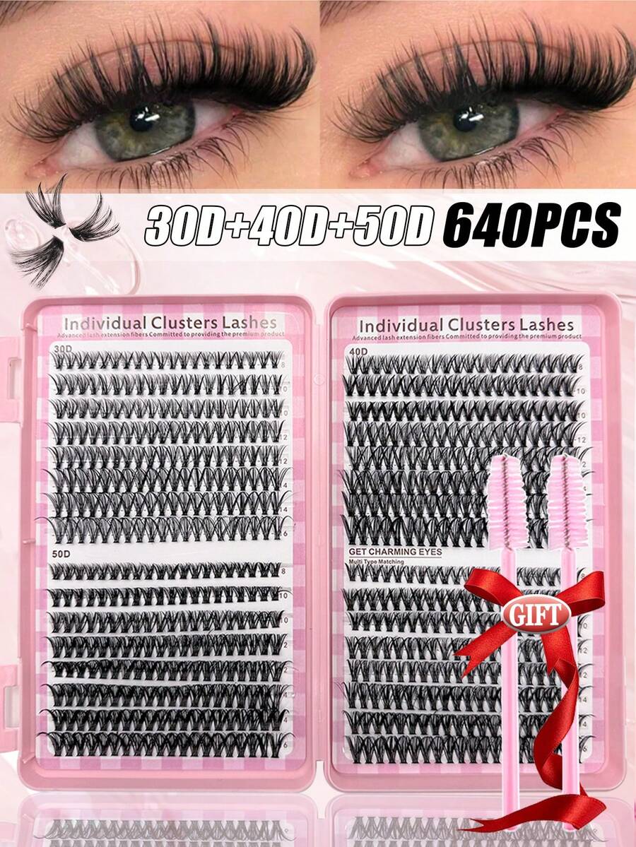 Hộp đựng mi giả dung lượng lớn 640 miếng, mi giả lông chồn nhân tạo 30D+40D+50D tự làm - Mi giả đơn cao cấp, cong chữ D, tự nhiên và dày dặn, thích hợp cho việc tự nối mi - Có thể tái sử dụng, nhẹ và dễ sử dụng. - C - Xem 1