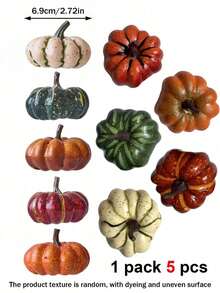 5PCS Artificial Pumpkins Lifelike Simulation Mixed Pumpkins Fake Pumpkins Creative Artificial Pumpkins For Festival Halloween Thanksgiving Fall Harvest Home Decoration - Artificial Pumpkin - View 8