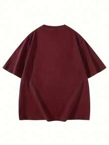 Short-Sleeved T-Shirt With Rabbit Print And Blue Lettering, Y2K Style, New Summer Fashion For Women, Versatile, Loose, Round Neck, Y2K Top. - Burgundy - View 3