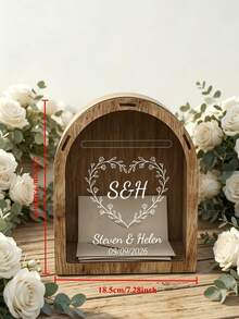 1pc Personalized Wedding Card Box, Vintage Wooden Envelope And Gift Box, Suitable For Newlyweds, Unique Wedding Gift, Elegant Anniversary And Engagement Party Decoration, Thoughtful Gift, Bridal Shower, Bohemian Style Reception, Keepsake Box - Multicolor - View 5