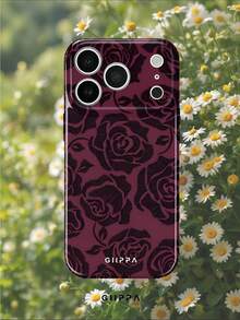 GIIPPA 1. 酒红色玫瑰图案手机壳，适用于 17 Pro Max，兼容 16 Pro Max、15 Pro Max、14 Pro Max，韩版时尚趣味手机壳，适用于11/12/13/14/15/42 Pro Max Plus，优雅设计男女皆宜，是圣诞节、情人节、复活节、婚礼季和生日送给女友的理想礼物。 - 酒紅色 - 查看 8