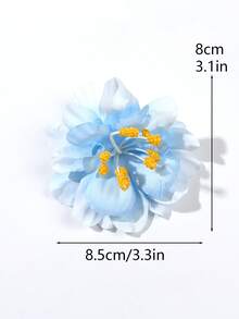 2件組春夏白色與藍色漸層仿3D海棠花鱷魚夾側瀏海夾，波希米亞優雅清新甜美海灘度假穿搭飾品，時尚派對髮夾頭飾，髮爪夾 - 彩色 - 查看 3