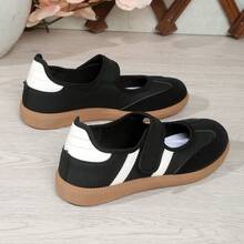 2026 New Lightweight Mary Jane Sneakers, Versatile Color Block Slip-On Casual Shoes For Women, Retro German Style, Comfortable & Non-Slip - Black - View 3