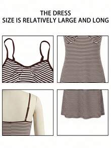 Vestido mini de tirantes finos a rayas, versátil y sexy para vacaciones, nuevo conjunto de vestido de playa para primavera/verano - Lila Púrpura - Ver 10