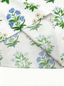 Blusa de verano para mujer con escote de ojo de cerradura, manga abullonada y pliegues plisados, estilo bohemio con estampado floral - Verde 2 - Ver 3