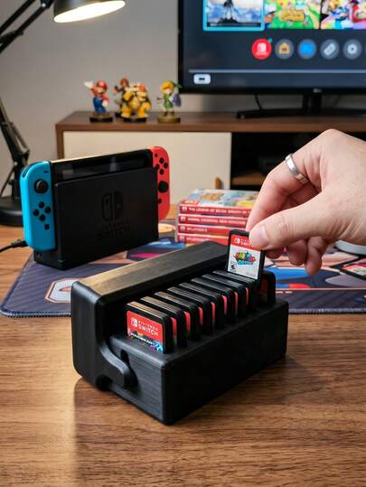 10-Slot Vertical Switch Game Card Holder, Portable Desktop Storage Solution, Keeps Gaming Space Tidy And Enhances Aesthetic