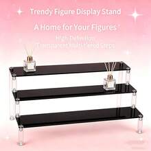 Black Acrylic Multi-Layer Storage Rack, Hand-Made Transparent Display Rack, Hand-Made Doll Display Rack, Multi-Layer Perfume Storage Rack And Dressing Accessory Storage Rack, Suitable For Skin Care Products And Cosmetics Display, - Black - View 3