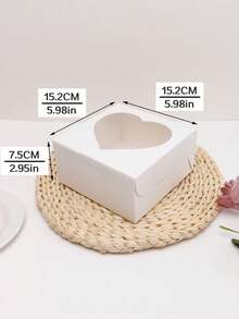 5pcs/10pcs/20pcs New Heart-Shaped Window Bakery Snack Boxes, With Transparent Window For Placing Cakes, Cupcakes, Cookies, Brownies, Donuts, Pastry Packaging Boxes - Multicolor - View 2