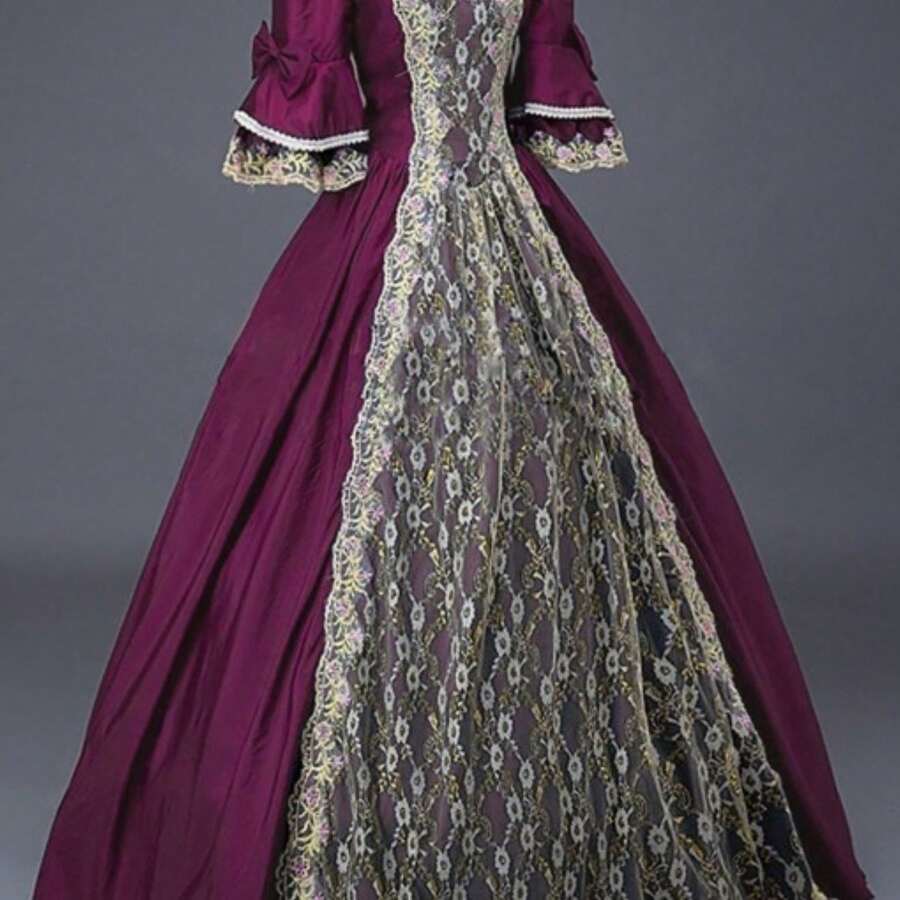 Plus Size - Plus Size - HERATALK Plus-Size Women'S Dress, 15-Color Victorian Style Dress, European And American Retro Court Noble Evening Performance Dress, COS Dress, Ball Dress, Muslim Dress - 紫紅色 - 查看 1