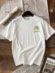 Playeras de mujer algodón color white, blusa manga corta con diseño de limones y vacaciones, tops relajados estilo tropical 2026 para salidas y reuniones - Blanco - Ver 2