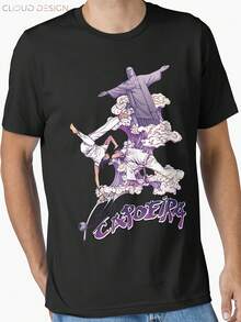 Capoeira Art Print Crew Neck T-Shirt | Black Background With Purple Lettering, Unisex Regular Fit, Short Sleeve Design, Full Of Artistic Style, Suitable For All Seasons, Comfortable And Breathable, Machine Washable, Urban Style, Modern Fashion, For Outdoor Play, Holiday Outfit, Warm Weather Clothing, Summer Casual Wear, Party Outfit Ideal For Parties And Family Vacations, Daily Wear. - 黑色 - 查看 7
