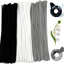 Bộ 500/300/100 que vệ sinh ống màu đen trắng, chất liệu nhung mềm mại cao cấp, thích hợp cho người mới bắt đầu làm các dự án thủ công DIY, que xoắn trang trí, lý tưởng làm quà tặng, trang trí nhà cửa, tiệc tùng, đám cưới, kỳ nghỉ hè. - Đen và trắng - Xem 13