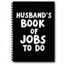 1pc Husband's To-Do List - Black Spiral Bound Notebook With Bold White Uppercase Text, Rounded Fun Font, Left Spiral Binding, Solid Black Cover | Practical Humorous Task List Notebook For Husband, A5 Size - N - View 7